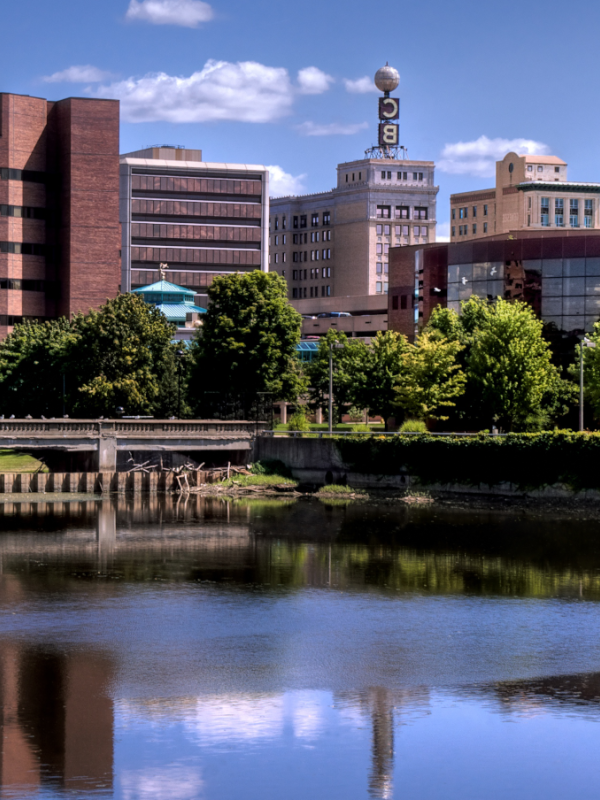 The Flint skyline during the day.